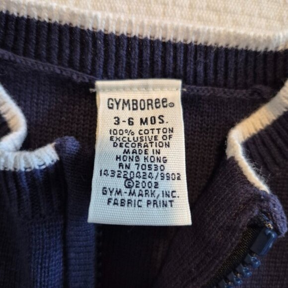 Gymboree boys 3-6 months blue with white zip up cardigan, NWOT 2002 - Picture 2 of 5